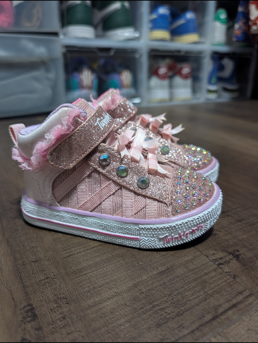 Skechers Pink Glitter Rhinestone High-Top Sneakers for Kids